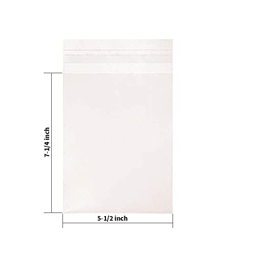 KoberrLi 5½ x 7¼ inchs Self Sealing Resealable Cello Cellophane Bags 100 Pcs Clear Cookie Bags Self Adhesive for Candy Cookies Cards - size: 5.5x7.2 Inch (Pack of 100)