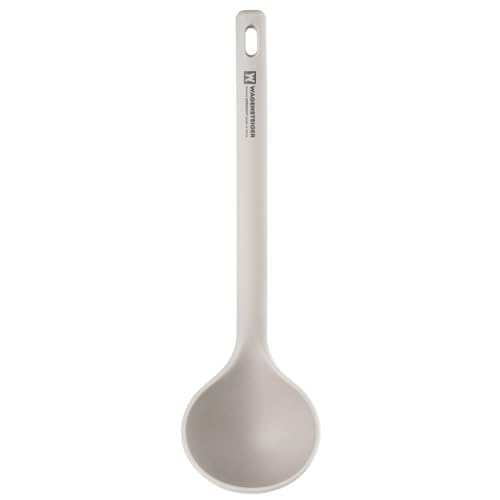 Wagensteiger Light Gray Silicone Cooking & Serving Spoon: Cooking Utensil with Heat Resistant, Non-stick Cookware Safe, Gentle Head Design, BPA Free (12.60inch x 3.15inch) - size: 12.60inch x 3.15inch