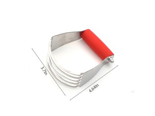 Dough Blender Pastry Cutter Kitchen Cutter with 5 Durable Stainless Steel Blades Non Slip Rubber Handle Ergonomic Design Ideal for Mixing Cutting and Blending Ingredients Perfect for Home Bakers，Red - color: Red
