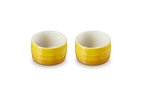 Le Creuset Stoneware Round Straight Wall Ramekin, Set of 2, Nectar - color: Nectar