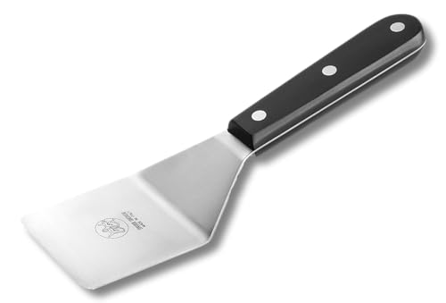 DUE BUOI Small Square Spatula - dimension 2.56" X 2.56" - Solid stainless steel - Professional quality restaurant - Kitchen bbq grill griddle pastry Hamburger - Full Tang Triple Riveted.