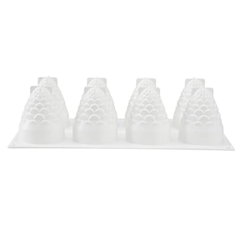 Pastry Tek 8 Cavities Pineapple Mold, 1 Oven-Ready Pineapple Jello Mold - Flexible, Freezable, White Silicone Tropical Fondant Mold, Easy Release, For Baking - Restaurantware - size: 1 Count, style: Pineapple