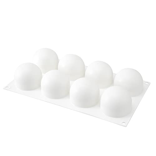 Restaurantware-Pastry Tek 8 Cavities Ball Mold, 1 Oven-Ready Chocolate Mold - Flexible, Freezable, White Silicone Baking Mold, Easy Release, For Making Candies or Chocolates - size: 1 Count, style: Ball