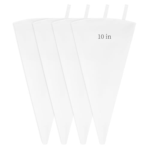 4 Pack 10 Inch Reusable Piping Bags, Cotton Cloth Pastry Bags with Plastic Coating, Professional Tipless Icing Bags for Cake Decorating Cupcakes Cookies Desserts and Baking Supplies - size: 10inch