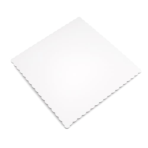 10" x 10" White Square Scalloped Cake Boards – Heavy Duty Solid Paperboard Cake Base, Thick & Rigid – 25-Pack - color: White, size: 10 Inch x 10 Inch