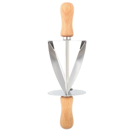 Stainless Steel Croissant Cutter with Wooden Handle – Professional Dough Roller for Baking Croissants Pastry, Cookie and Bread, 7.68 Inch