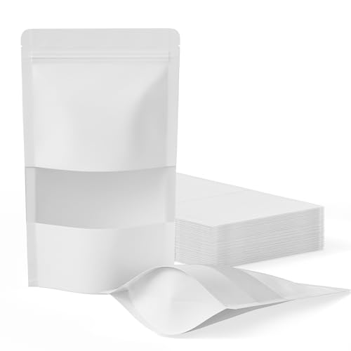 FireKylin 100 Pcs Resealable Bags, Matte Window, Paper, White,4.7 x 7.9 in - color: White, size: 4.7"x 7.9"