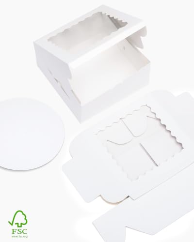 10"x10"x5" Cake Box, 36 Sets White Cake Box with Window ＆ 36 Sets 10" White Cake Round Boards, for Cake, Treat Cookie Dessert, Pastry, Birthday Party, Weddings - color: White, size: 10"x10"x5", 36Pcs