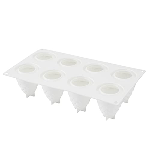 Pastry Tek 8 Cavities Pineapple Mold, 1 Oven-Ready Pineapple Jello Mold - Flexible, Freezable, White Silicone Tropical Fondant Mold, Easy Release, For Baking - Restaurantware - size: 1 Count, style: Pineapple