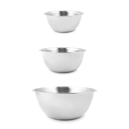 Fox Run Stainless Steel Mixing Bowl, Set of 3 Nesting Mixing Bowls - color: Stainless Steel, size: Set of 3 (4.25 - 10.75 Quart)