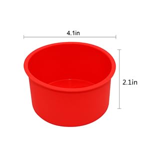Silicone Mini Round Cake Molds, 4 Inch, Red, Set of 6 - color: Red