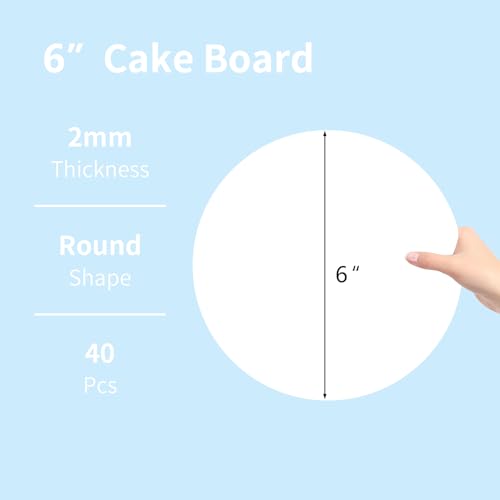 JCD 40 Pcs Cake Trays, White Cake Boards 6 inch Round for Cake DIY, Food-Graded Cardboard Cake Rounds Cake Base, Waxed Greaseproof Finish Cake Boards, Dessert and Crafts Display(White, 6inch/40Pcs) - color: White, size: 6inch/40Pcs