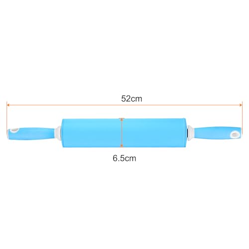 HARFINGTON Silicone Rolling Pins for Baking 20.5 Inch Rubber Handle Non-Stick Rolling Pin Small Roller Playdough Rolling Pins for Dough Pizza Pastry Fondant Kitchen, Blue - color: Blue