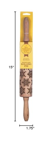 Mrs. Anderson’s Baking Embossing Rolling Pin, Snowflake Design, European Beechwood - style: Snowflake, 8-Inch
