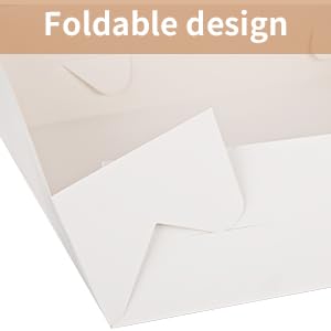 White Rectangle Bakery Boxes 14x10x4, Quarter Sheet Cake Boxes with Boards
