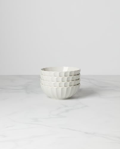 Lenox French Perle Scallop 4-Piece Bowl Set, 4.00 LB, White - color: White, style: All-Purpose Bowls, Set of 4