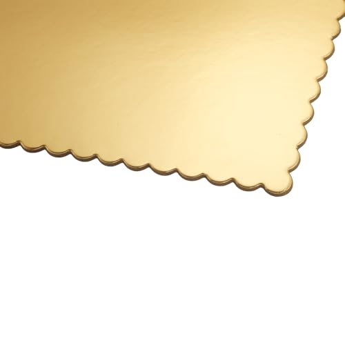 12" x 12" Gold Square Scalloped Cake Boards – Heavy Duty Solid Paperboard Cake Base, Thick & Rigid – 25-Pack - color: Gold, size: 12 Inch x 12 Inch