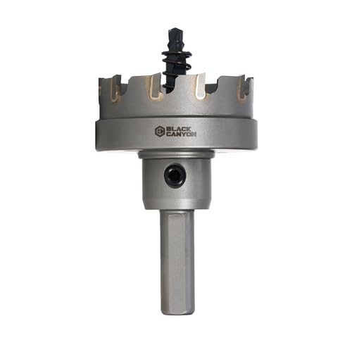BLACK CANYON 1-3/4 Inch TCT Hole Saw, Carbide Tipped with 3-Flat Shank – Spring-Loaded Pilot Bit for Metal & Stainless Steel - size: 1-3/4"