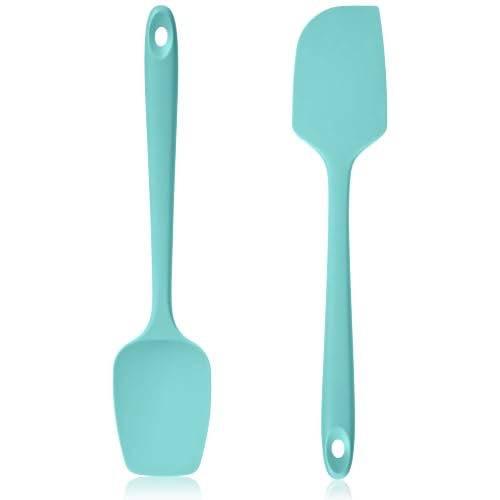 600ºF Heat Resistant Silicone Spatula Spoonula Set of 2, Aqua Sky - color: Aqua Sky, size: Large/Spoon Spatula - 2pcs