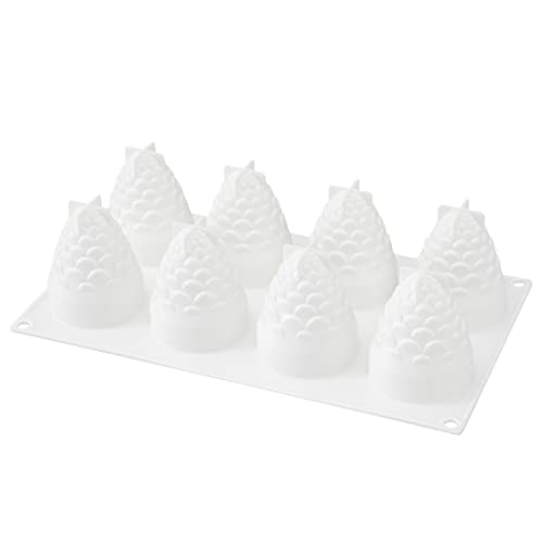 Pastry Tek 8 Cavities Pineapple Mold, 1 Oven-Ready Pineapple Jello Mold - Flexible, Freezable, White Silicone Tropical Fondant Mold, Easy Release, For Baking - Restaurantware - size: 1 Count, style: Pineapple