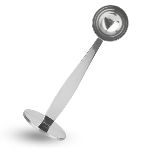 DFD 2-Inch-1 Coffee Scoops, 304 Stainless Steel Tablespoon Measure Spoon with Pressed Bottom for Coffee Bean Press Coffee Grinding Pressing（Silver15 ml）
