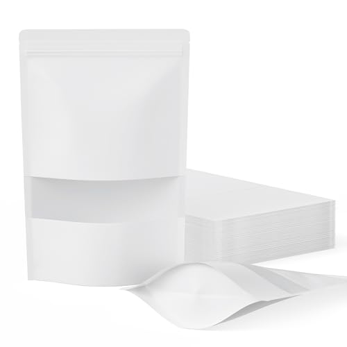 FireKylin 100 Pcs Resealable Bags, Matte Window, Paper, White,7.9 x 11.8 in - color: White, size: 7.9" x 11.8"