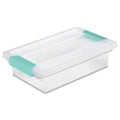 Sterilite Small Clip Box, Stackable Small Storage Bin with Latching Lid, Plastic Container to Organize Office, Crafts, Clear Base and Lid, (Pack of 6) - size: Small, style: 6 Pack