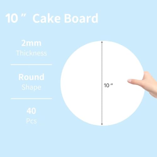 10 Inch Round Cake Boards, 40 Pack Cardboard Cake Drum for Cake Display - color: White, size: 10inch/40Pcs