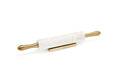 White Marble Decorative Rolling Pin with Hammered Handles and Base - 18"L