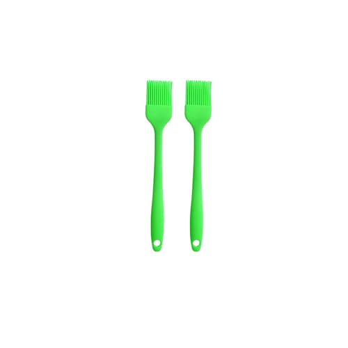 Silicone brush, Oil Brush for BBQ Kitchen Cooking Baking and Grilling (2 PCS,green) - color: Green