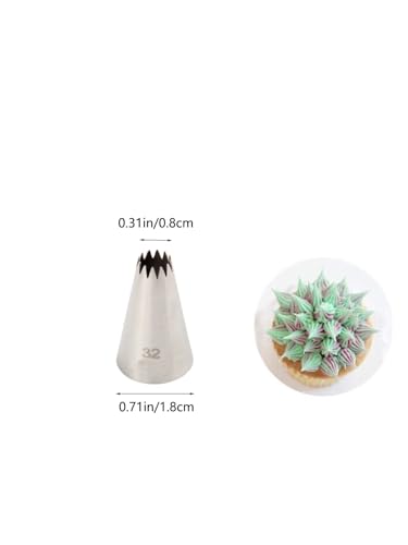 #32 Piping Tip, Star Icing Tip for Cake Decorating & Borders, 3 Pcs - color: I