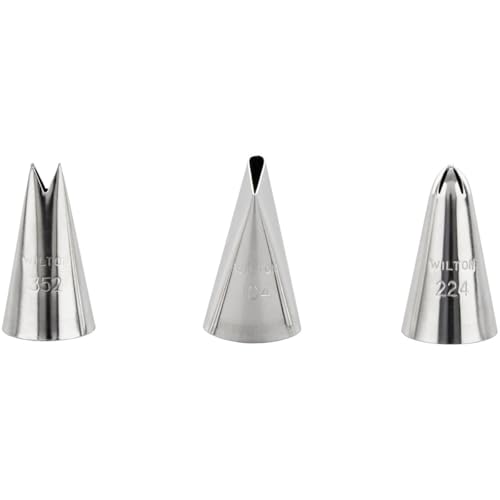 Wilton Decorating Tip Set 3/Pkg-#104 Petal/#352 Leaf/#224 Flower
