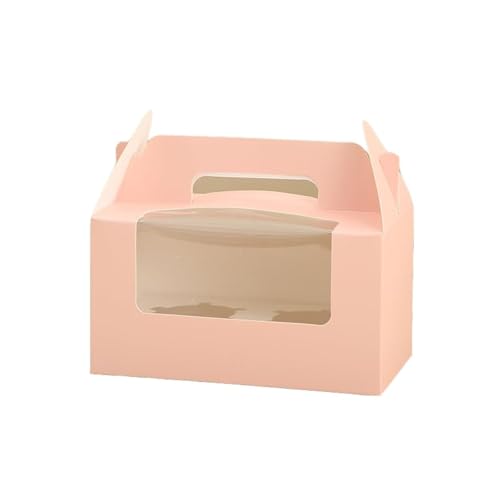 JIYIXHylera 30Pcs 16.5×9.5×9cm/6.49×3.74×3.54 inch Kraft Paper Cupcake Packing Box Christmas Gift Box with Clear Window 2 Cavity Muffin Cupcake Wedding Party Birthday Favors (30Pcs Pink) - color: 30Pcs Pink
