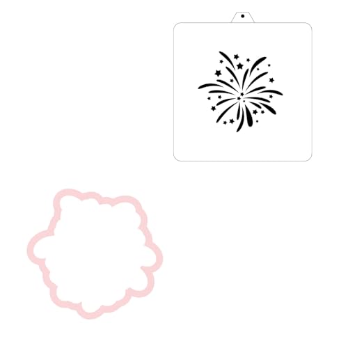 Cookie Cutter and Stencil Bundle Royal Icing Cookies Stencils Paint Your Own Biscuit Bakery Starter Kits Royal Icing Fondant Cutters Birthday Wedding Holiday Cookies Painting Coloring Pages Comb - style: Fireworks
