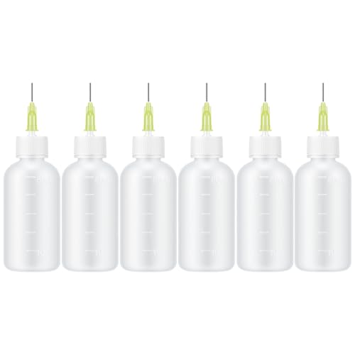 6pcs 50ml Glue Applicator Bottles Squeezable Plastic Liquid Bottle Needle Tip Squeeze Bottle Blunt Needle Oiler and Storage Caps14G 16G 18G 20G 22G for Crafts, DIY, and Repairs