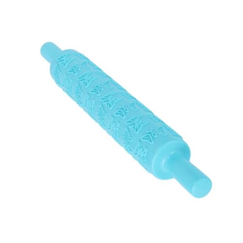 Limen Embossed Fondant Rolling Pin,PP Plastic Pattern Roller with Dual Handles for Cookies,Pastry,Cake Decor,14.37 x 1.97 in(Butterfly Pattern) - size: Butterfly Pattern