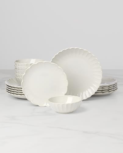 Lenox French Perle Scallop White Stoneware 18-Piece Dinnerware Set for 6 - color: White, style: 18-Piece Dinnerware Set