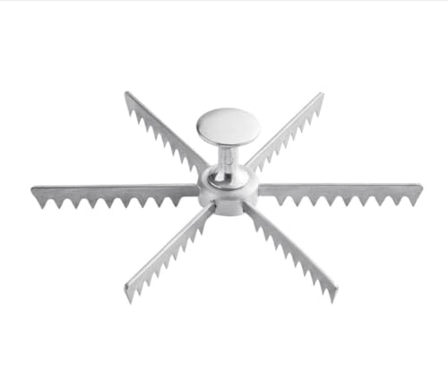 Soro Essentials- 6-Cut Aluminum Pie and Cake Marker- Guideline and Portion Divider Cake Cutter Silver Pie Slice Cutter Baking Tools Kitchen Accessories Cook Supplies for Cheesecake Pizza - size: 6-Cut
