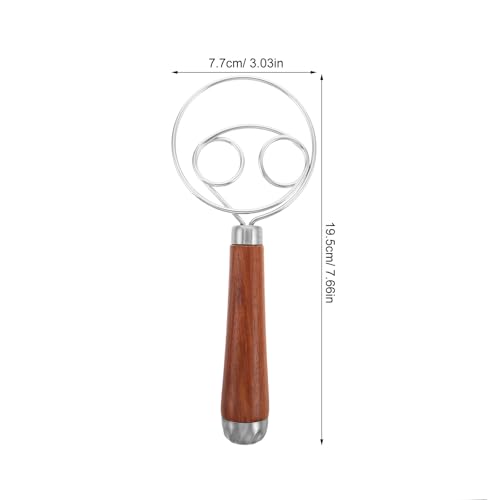 PRETYZOOM Dough Whisk Stainless Steel Whisk Wood Handle Bread Mixer