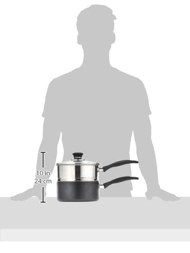T-fal Specialty Nonstick Double Boiler 3 Quart Oven Safe 350F Cookware, Pots and Pans, Dishwasher Safe Silver/Black - size: 3 Quarts, style: Nonstick