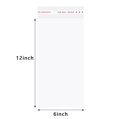 Self Sealing Cellophane Bags 6x12 Inch, 200 Pack Clear Resealable Cookie & Treat Bags, Self Adhesive Party Favor Bags for Candy, Bakery & Small Business Packaging - color: 6X12 inch