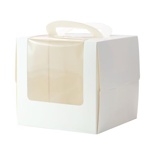 6x6x6 Cake Boxes with Handle & Boards, 24 Pack White for Cupcakes
