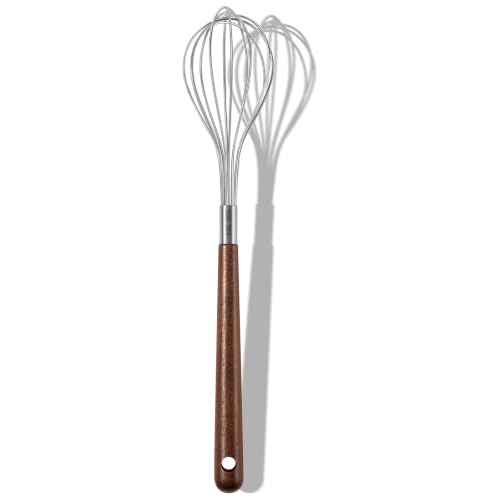 OYV Mini Whisk 10 Inch, 304 Stainless Steel Small Whisk with Walnut Handle - color: Walnut Brown