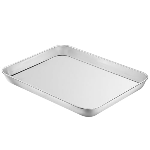 Baking Sheet Set of 4, Stainless Steel Cookie Sheet Pan for Baking Roasting - size: 10.23 x 8.26 x 1 inch