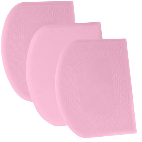 SURDOCA Dough Scraper Bench Scraper - 3P 5.9x4.3" Plastic Flexible Bowl Scraper, Sharp Edge & Angles Cake Scraper. Non-Slip Bakeware Decorating Tools Sculpting & Modeling Tools - Pure Pink - color: Pure Pink, size: 15x11cm/5.9x4.3''