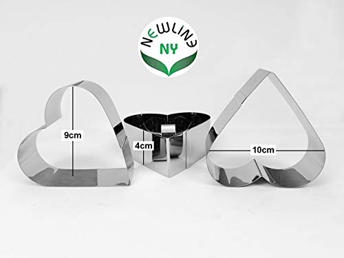 Stainless Steel Dessert Rings (4 Pcs) Heart Shape Molded Salads, Pastries Mousse Molding Layering Cutter - size: 4 Pcs Heart Shape