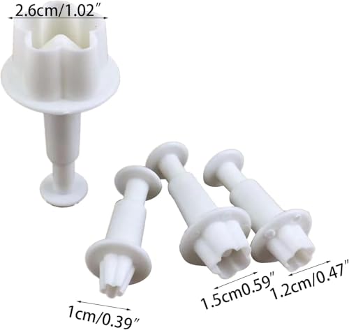 8Pcs White Flower Plunger Cookie Cutters, Blossom Cake Fondant Mold,DIY Flower Cake Fondant Mold Plastic Cake Decorating Tools Baking Accessories for Baking Plastic, Dessert and Candy Sculpting Tools