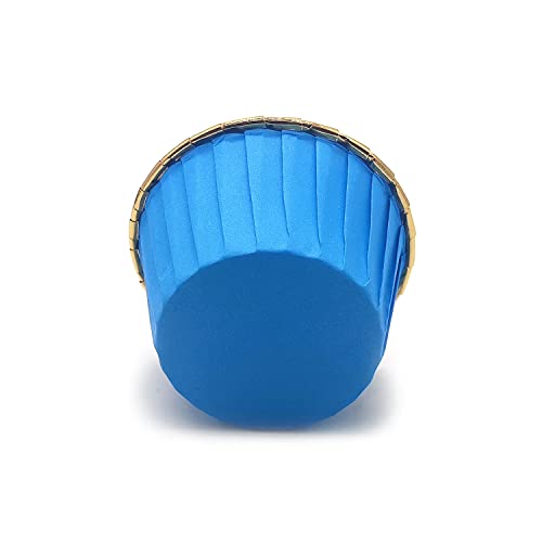 Aluminum Foil Standard Muffin Cupcake Liners, Disposable Baking Cups with Vibrant Color for Party Celebration, Blue 50-Count - color: Blue