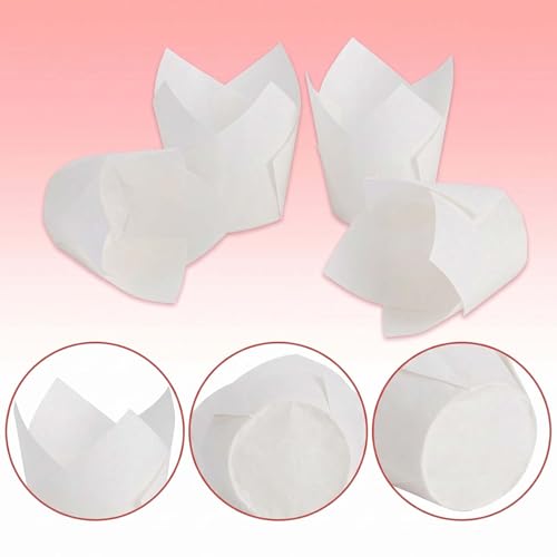 200 Pcs White Tulip Cupcake Liners for Baking, Standard Size - color: White