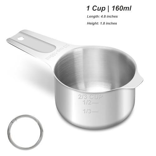 2/3 Cup (160 ml | 5.3 oz | 160 cc) Stainless Steel Measuring Cup, Metal Measuring Cup for Cooking & Baking - color: Stainless Steel, size: 2/3 Cup (160 ml | 160 cc | 5.3 oz)